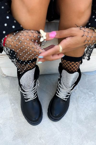 Shoebutik Μαύρες δερμάτινες μπότες Clubber