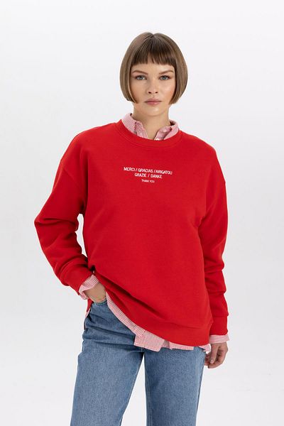 DeFacto Comfortable Cut Crew Neck Thick Sweatshirt - B6589ax23wn