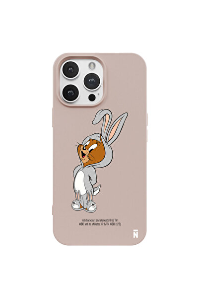 Casen iPhone 14 Pro Max Silikon Bugs Bunny Kostümlü Jerry Sevimli Pudra Pembe...
