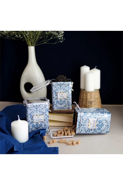 EVLE Erb21t0 Rectangular Lockable Storage Container 75x100x150 Set of 3, Azulejos Tcs