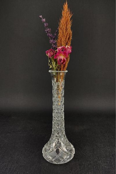 Digithome 25 cm Patterned Glass Clove Vase - C1-1-288