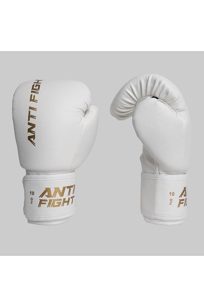 anti fight Basic White Gold Printed Boxing Gloves