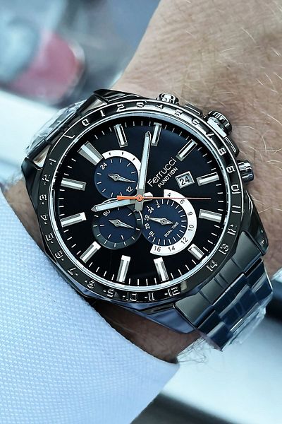 Ferrucci Function Men's Wristwatch 3 ATM Waterproof Smoked Color Steel Strap + bracelet Fre2025c1