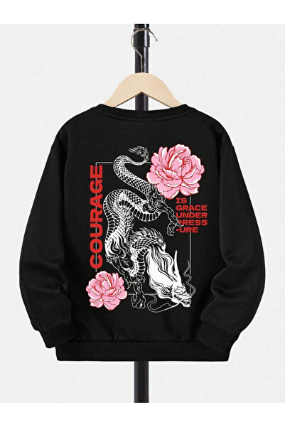 Revasser Unisex ženska/muška majica Black Courage Oversize kroj okrugla kragn...