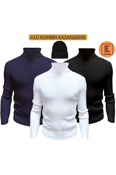 EMKA GİYİM Комбинация от 4 части, пуловер с висока яка и барета