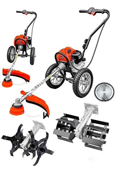 SCHUTZENGER 7.9 Hp Benzinli Tekerlekli Çim Ot Çalı Biçme Makinası Tırpan 2 Ad...