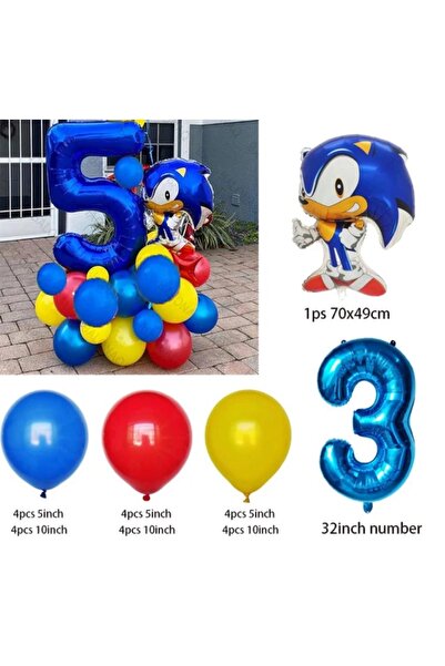 MFM مجموعة بالونات من رقائق السونيك للأطفال من عمر 3 سنوات 100 سم