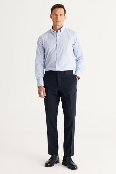 ALTINYILDIZ CLASSICS Ανδρικό μπλε Navy Comfort Fit ελαστικό παντελόνι με χαλαρή κοπή με ελαστικό σχέδιο μέσης