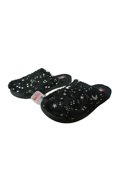 GEZER Women's Black-Silver Plush Indoor Slippers