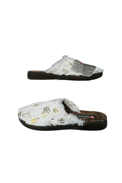 GEZER Women's White Plush Indoor Slippers