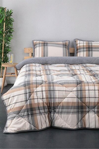 Merinos Comforter Çift Kişilik Yorgan Seti Kahverengii 220X240