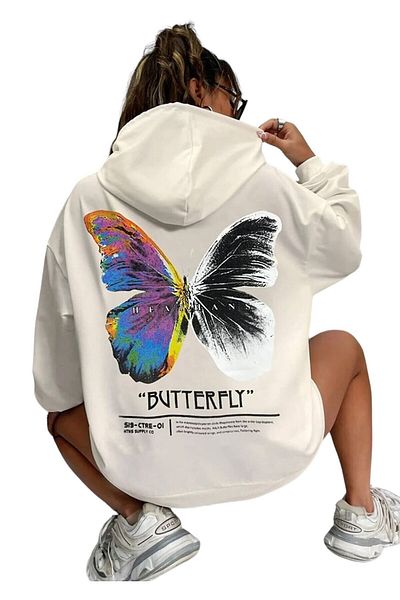 BENROMA OVERSIZED MOLD UNISEX BUTTERFLY PRINTED SWEAT