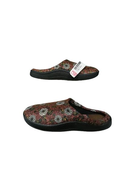 GEZER Women's Brown Floral Patterned Indoor Slippers