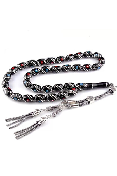 TAŞHAN Çeşmi Bülbül Firuze Mercan İşlemeli Erzurum Oltu Taşı Tesbih