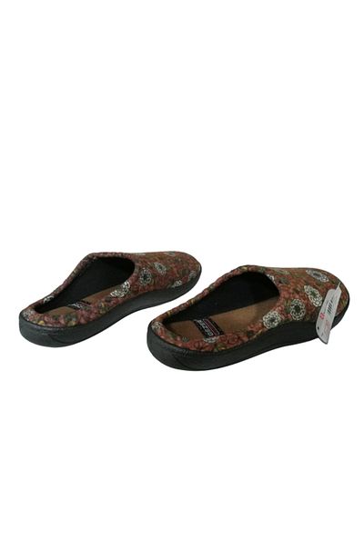 GEZER Women's Brown Floral Patterned Indoor Slippers