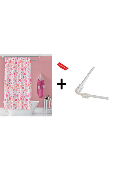 Zethome Banyo Perdesi 6811 1x180x200, Perde Borusu Askı Aparatı Köşe Boru Bey...