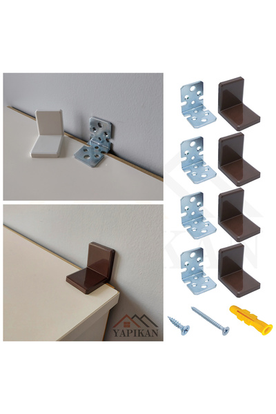 Yapıkan 4 Ad. Ağır Dolap Duvar Montaj Askı Sabitleme Seti Kahve - Deprem Mobi...