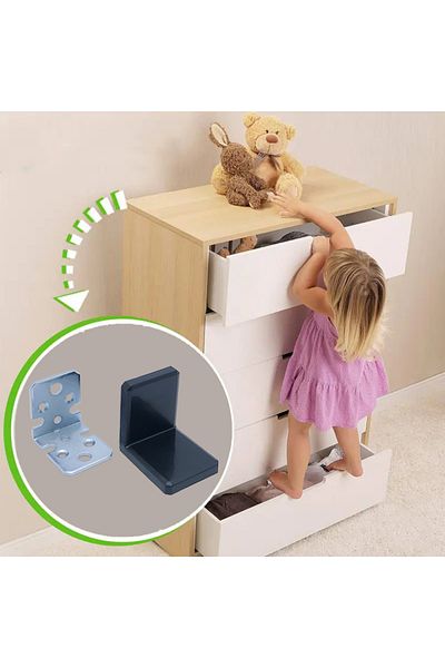 Yapıkan 2 pcs. Black Baby Safety Cabinet Fixing Apparatus Set - Dresser Table Wall Fixing Apparatus