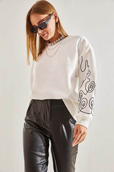 Bianco Lucci Γυναικείο φούτερ με κέντημα με τρεις κλωστές