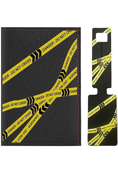 Cekuonline Leather Passport Cover and Suitcase Tag Silicone Luggage Tag Completely Handmade DoNotCross