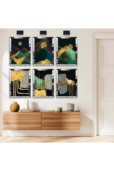 Zevahir Mobilya Dekorasyon SET DE TABLĂ MDF CU TEMĂ DE DESEN COLLAGE ȘI ABSTRACT 6 PIECE