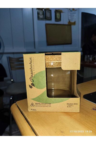 Paşabahçe 1 PCS Kitchen Slim Bamboo Jar with Lid 575cc 43573
