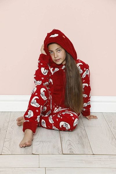 dealp Girl's Kids Winter Zippered Fleece Plush Sleeping Bag Pajama Set