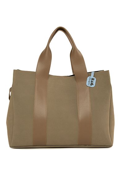Bagmori Mink Women's Double Leather Stripe Large Nubuck Tote Bag M000008158
