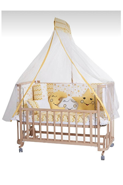 ÖYKÜ BEBEK DUNYASI ANNE YANI ASANSÖRLÜ SALLANIR SABİTLENİR DOĞAL AHŞAP BEŞİK