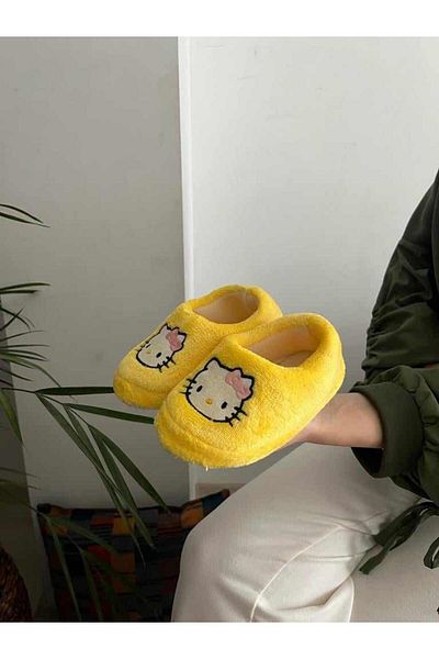 Behtah Kundura Cotton Lined Ballerinas Hello Figured Multi-Purpose School Nursery Booties Home Booties