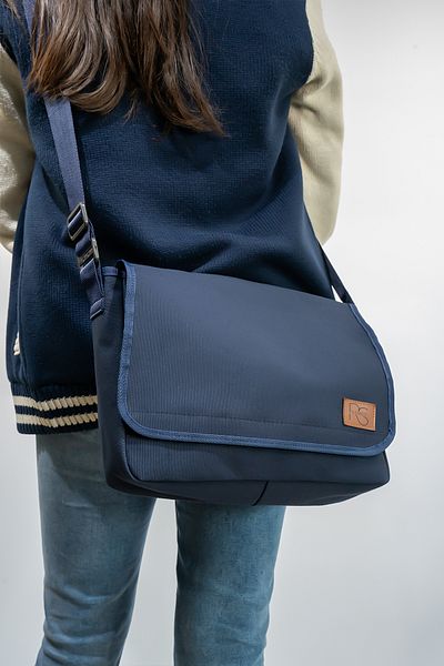 Luxe Bag Geantă unisex, albastru bleumarin, de calitate, cu 2 compartimente, cu închidere velcro