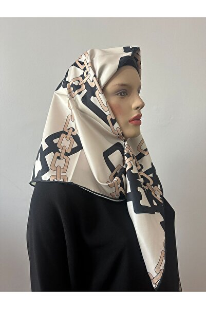 LadyCoco وشاح رويان لامع باللون الأبيض الكريمي