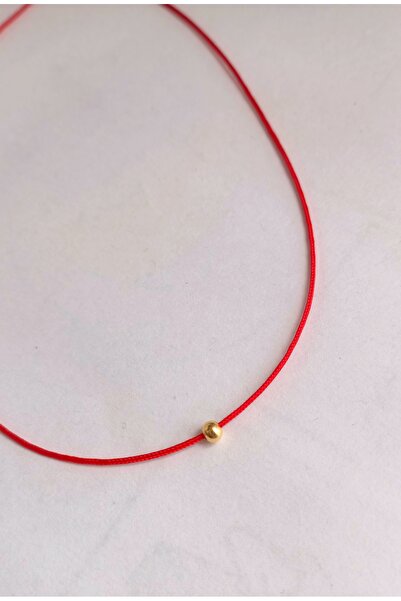 nergis collection Dorika Boncuklu Kırmızı İp Kolye Choker