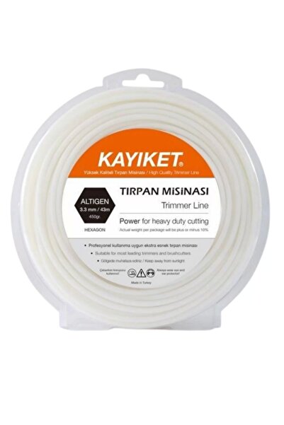 KAYIKET Motorlu Tırpan Misina 3.3mm 43mt 6 Köşe Beyaz Misina