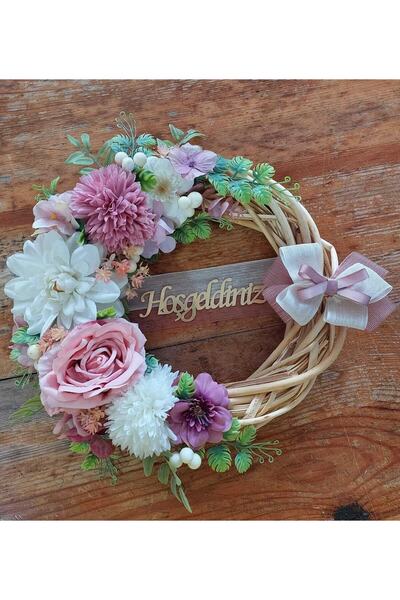 lolipophobi Kapı Süsü Karanfil Çiçeği Temalı 35 Cm, Ev Dekor, Çelenk, Kapı Sü...