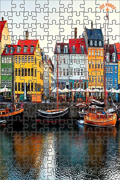 Teona Ahşap Danimarka Nyhavn Görünümü, Danimarka 3 Boyutlu Çerçeveli Asılabil...