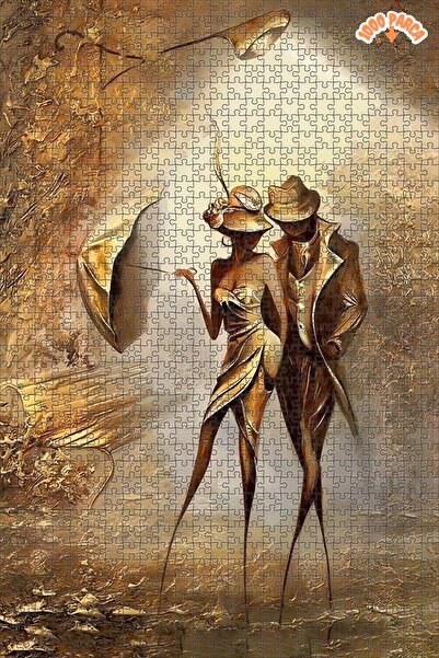 Teona Ahşap Şemsiyeli Lady Ve Kont Desenli Çift Katlı Çerçeveli Asılabilir Ah...