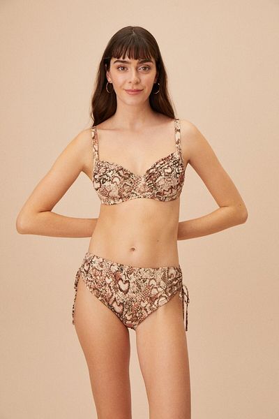 SUWEN Gathered Underwire Shiny Top Bikini