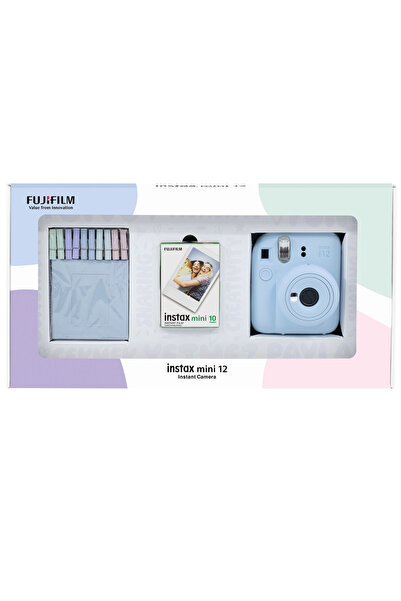 Fujifilm Instax mini 12 Mavi Fotoğraf Makinesi 10'lu Film ve Mandal Bundle Box