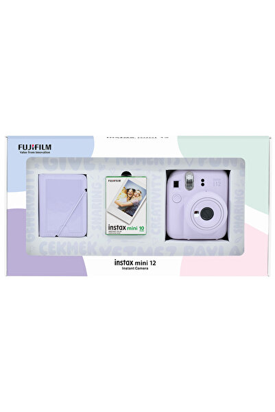 Fujifilm Instax mini 12 Lila Fotoğraf Makinesi 10'lu Film ve 28'li Mini Albüm Bundle Box