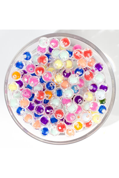 yfhobi 25 gram - 8 mm İçi Karışık Renk Boncuklu Akrilik Plastik Boncuk ( 25 g...