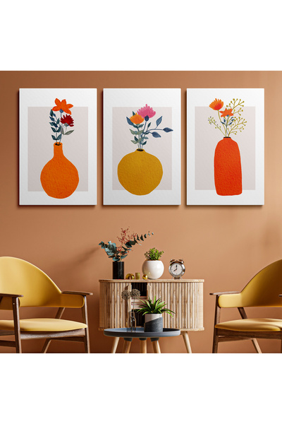 HOMEPACK 3'lü Set Kanvas Duvar Tablosu Canvas Tablo Boho Klasik Modern Hp191