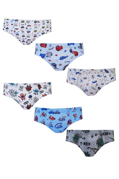 Hepsine Rakip Boy's Colorful Printed Slip εσώρουχα Συσκευασία των 6