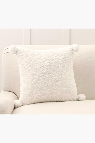 Bc Home Ponponlu Krem Cozy Sherpa Kırlent Kılıfı 43 x 43 cm, İskandinav , Bohem