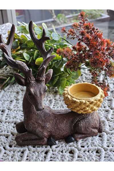 Baykuşca Dekoratif Geyik Mumluk, Şamdan, Yeniyıl, Yılbaşı, Hediyelik