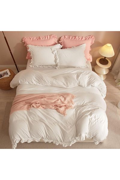 eyma home 100% Cotton Double Duvet Cover Set Elastic Sheet
