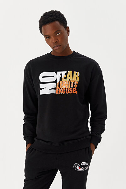 No Fear Black Crew Neck Printed Men's Sweatshirt M500260