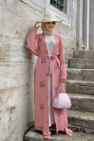 Bym Fashion Stickerei bestickter Schal Detail Ferace 7686 Pulver