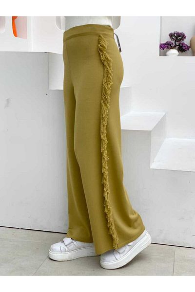 Bym Fashion 22242 Πλεκτό Παντελόνι Λαδί Πράσινο