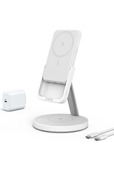 Anker PowerWave MagGo 2in1 Stand Magsafe Uyumlu 5000 mAh Powerbank & Stand Beyaz - B25A7